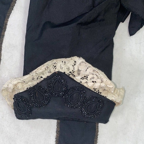 Antique Victorian Leg of Mutton Sleeve Jet Bead Silk Bodice Needlework 1890s - Picture 5 of 16